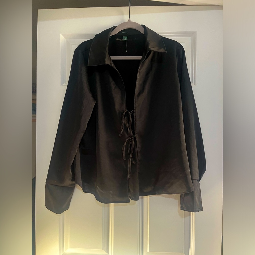 Black Front Tie Blouse